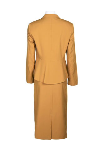 Emily Notched Collar 5 Button Closure Long Sleeve Tiered Hem Crepe Jacket with Zipper Back Slit Back Skirt - Glamourous Grace
