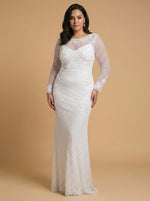 High Neck, Long Sleeve Beaded Wedding Gown - Lara 51004 Lara New York