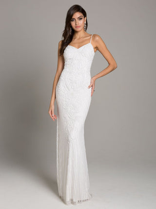 Lara Brooke Beaded Spaghetti Strap Sheath Gown - By Baano