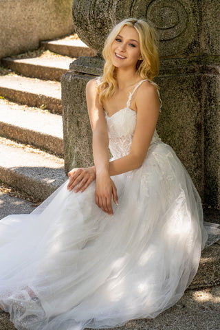 Lara 51042 - Sheer Bodice Lace Bridal Ballgown OUTLET - By Baano