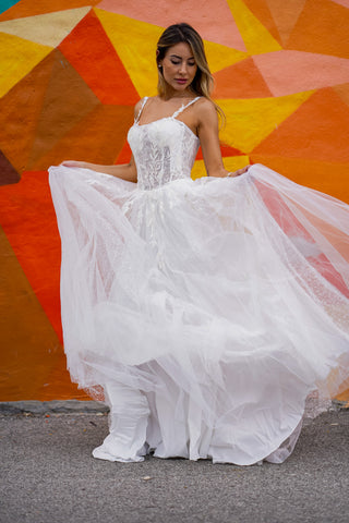 Lara 51042 - Sheer Bodice Lace Bridal Ballgown OUTLET - By Baano