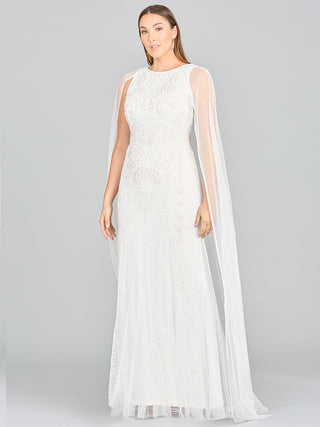 Lara Eve Beaded Cape Sleeve Wedding Dress - By Baano