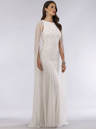 Lara Eve Beaded Cape Sleeve Wedding Dress - By Baano