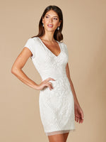 Lara Cam V-Neck Beaded Mini Sheath Dress - By Baano
