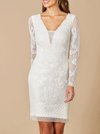 Lara Carla Long Sleeve Beaded Lace Mini Dress
