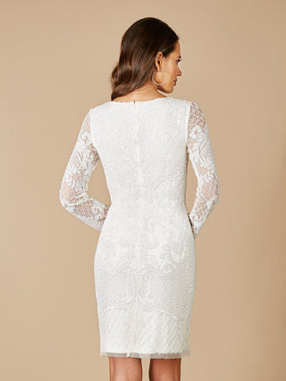 Lara Carla Long Sleeve Beaded Lace Mini Dress