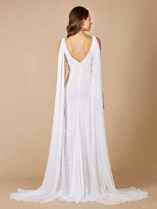 Lara Gia Beaded Tank Wedding Dress with Cape Detail - OUTLET - By Baano