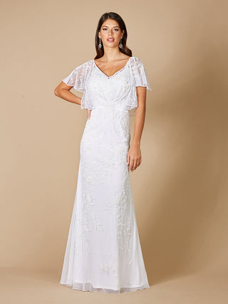 Lara Greyson Beaded Flutter Sleeve Wedding Dress - By Baano
