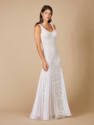 Lara Greta Beaded V-Neck Tulle Wedding Dress with Contrast Lining - By Baano