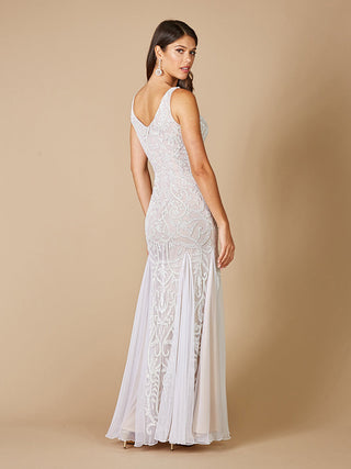Lara Greta Beaded V-Neck Tulle Wedding Dress with Contrast Lining - By Baano
