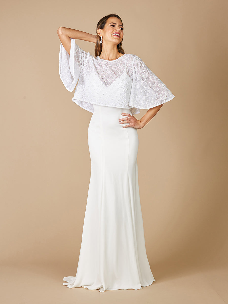 Lara Gina Beaded Tulle Capelet - By Baano