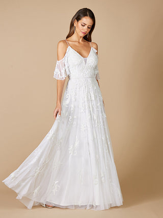 Lara Giana Beaded Cold-Shoulder Wedding Dress - By Baano