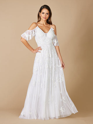 Lara Giana Beaded Cold-Shoulder Wedding Dress - By Baano
