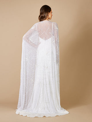 Lara Gracie Full Length Beaded Tulle Cape - By Baano
