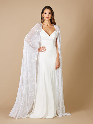 Lara Gracie Full Length Beaded Tulle Cape - By Baano