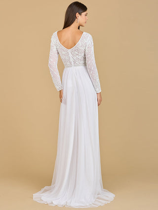 Long Sleeve Bridal Gown with Flowy Skirt - By Baano