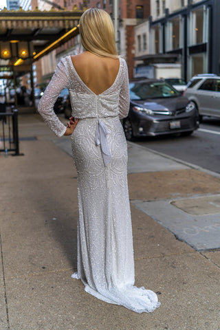 Lara Grant Long Sleeve Beaded Wedding Dress - By Baano