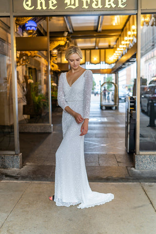Lara Grant Long Sleeve Beaded Wedding Dress - By Baano