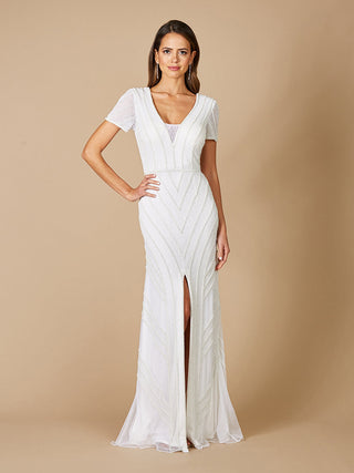 Lara Gabriella Beaded Plunge Wedding Dress - By Baano