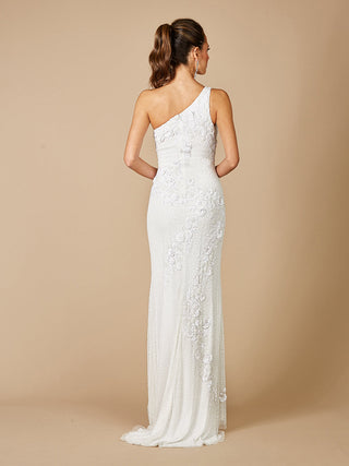 Lara Fleur One Shoulder Floral Beaded Wedding Gown - By Baano