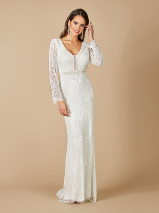 Lara Flora Beaded Long Sleeve Wedding Gown - By Baano