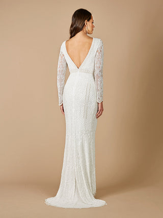 Lara Flora Beaded Long Sleeve Wedding Gown - By Baano