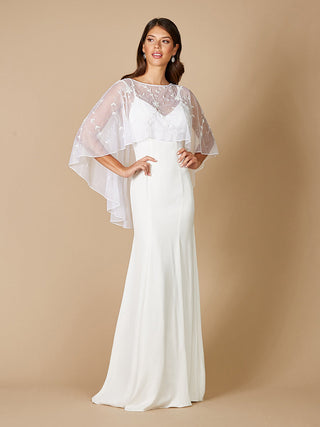 Lara Gertie Asymmetrical Tulle Beaded Capelet - By Baano
