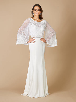 Lara Grace Beaded Long Sleeve Bridal Capelet Top - By Baano