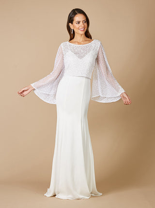 Lara Grace Beaded Long Sleeve Bridal Capelet Top - By Baano