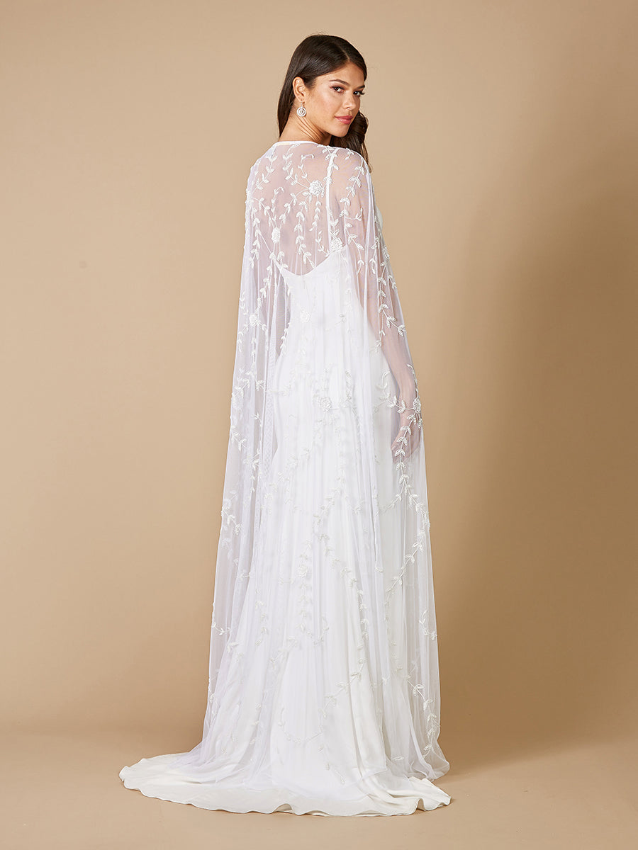 Gerrie Full-Length Beaded Bridal Cape - By Baano