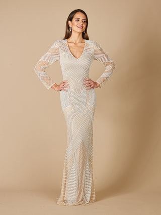 Haley Beaded Dress Nude/Ivory Bridal - By Baano