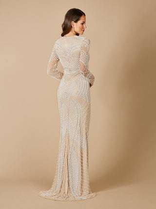 Haley Beaded Dress Nude/Ivory Bridal - By Baano