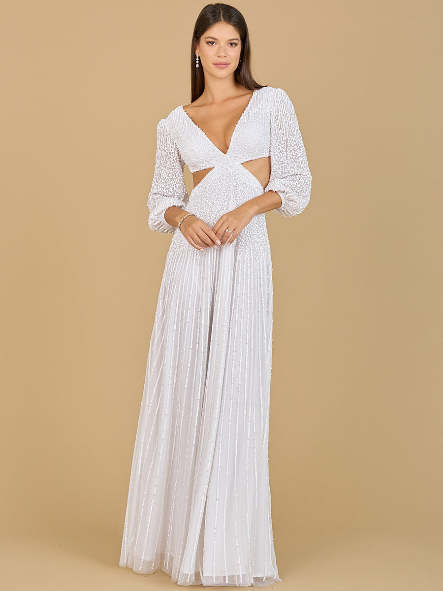 Long Sleeve Cut Out Wedding Dress - By Baano