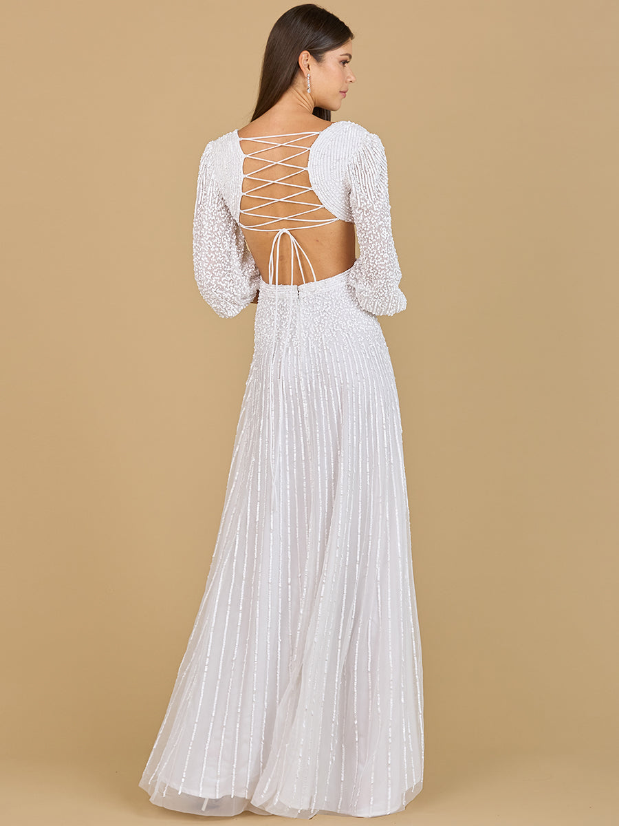 Long Sleeve Cut Out Wedding Dress - By Baano