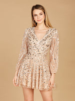 Beaded Long Sleeve Bridal Cocktail Short - By Baano