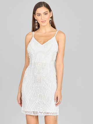 Spaghetti Strap Fringe Bridal Cocktail