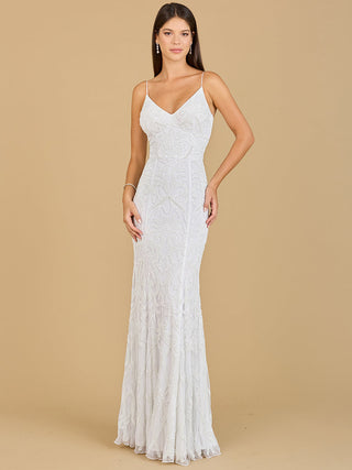 Beaded Spaghetti Strap Mermaid Gown - By Baano