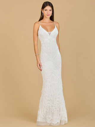 Beaded Spaghetti Strap Fitted Gown - By Baano