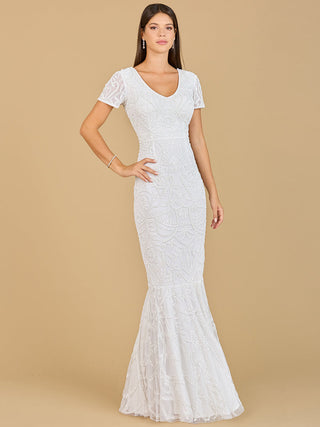 Cap Sleeve Beaded Wedding Gown - By Baano