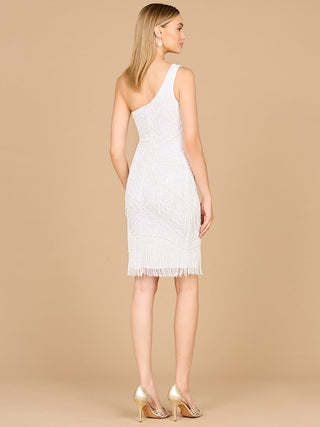 One Shoulder Fringe Short Bridal Dress - By Baano