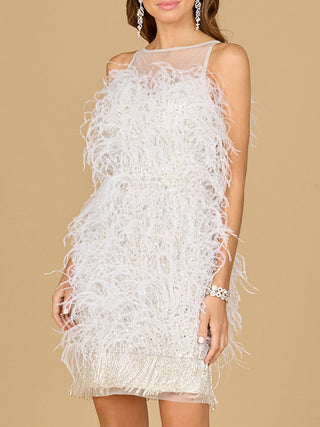 Bridal Cocktail Dress with Feathers - By Baano