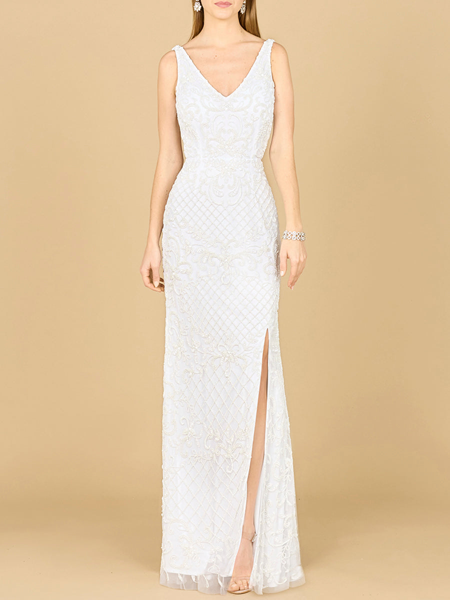 Beaded Bridal Gown with Lace Up Back - By Baano