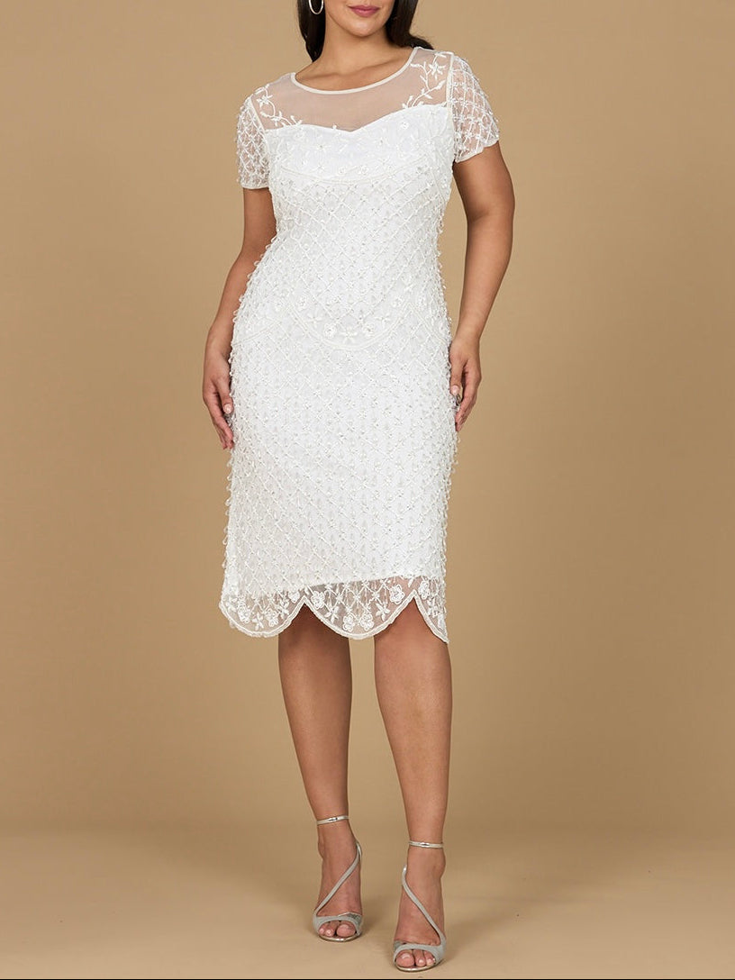 Beaded Midi Dress with Cap Sleeves - OUTLET