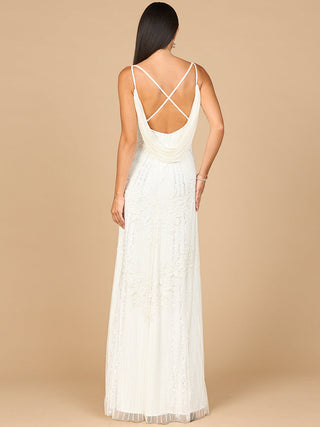 Beaded Gown with Cowl Back - By Baano