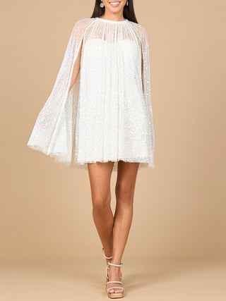 Beaded Bridal Cape Dress