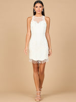 Beaded Bridal Short Dress with Fringe - By Baano