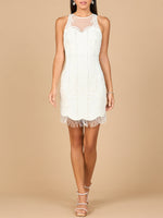 Beaded Bridal Short Dress with Fringe - By Baano