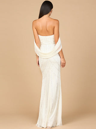 Beaded Gown with Cape Detail - By Baano
