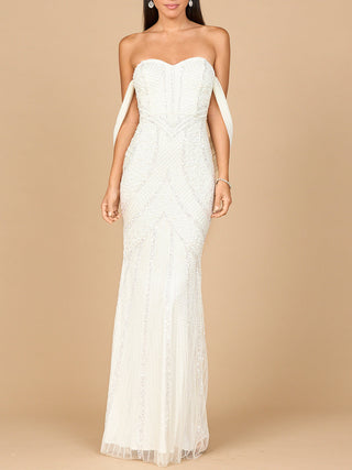 Beaded Gown with Cape Detail - By Baano