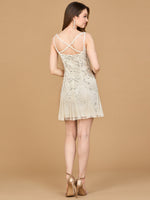 Lara 51211- Beaded Mini Wedding Dress with Godets